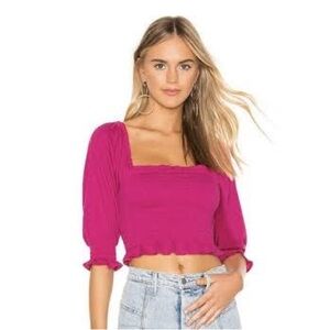 NWT Free People Brenyce Fuchsia Square Neck Crop Top Large
